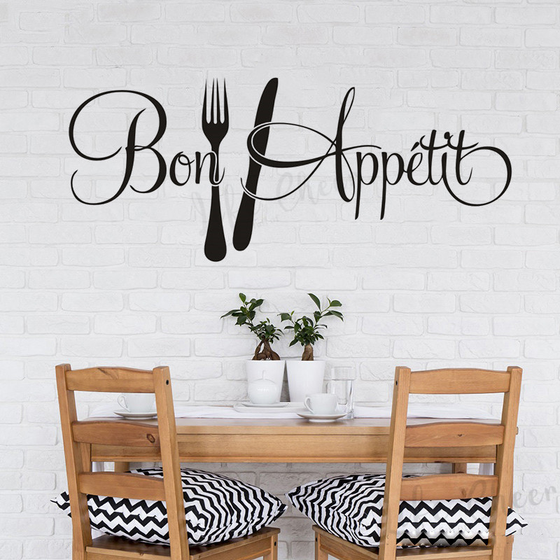 Commercial Kitchen Tiles - Franse Bon Appétit Quote Muurstickers Keuken