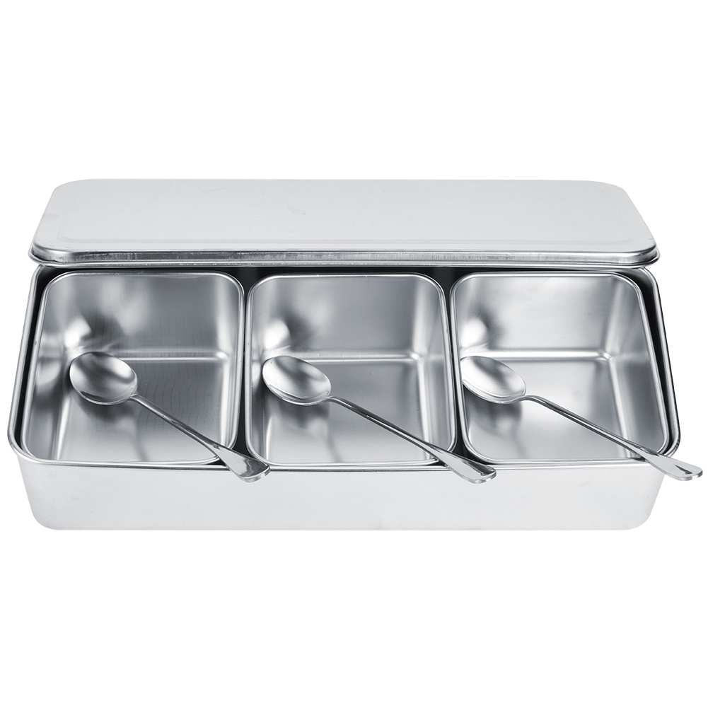 Commercial Kitchen Utensils - Huishoudelijke 3-raster roestvrijstalen kruidendoos Jar Spice