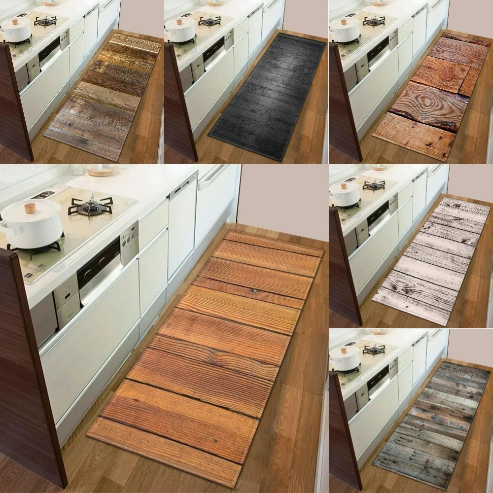 Commercial Kitchen Mats Anti Fatigue - Authentiek houtnerfeffect Retro Stylerunner vloerkleed keuken